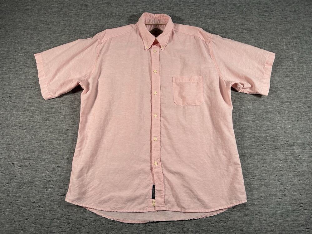 Bills Khakis Classic Fit Shirt Mens Extra Large Pink Linen Cotton Short Sleeve